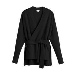 Női Cuyana Cashmere Soft Wrap Pulóverek Fekete | LNU8939ER