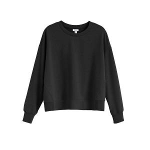 Női Cuyana Fleece Cropped Pulóverek Fekete | OPC6074TQ