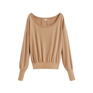 Női Cuyana French Terry Boatneck Pulóverek Barna | QTH1271LT