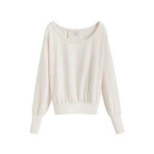 Női Cuyana French Terry Boatneck Pulóverek Fehér | ZKB539WJ