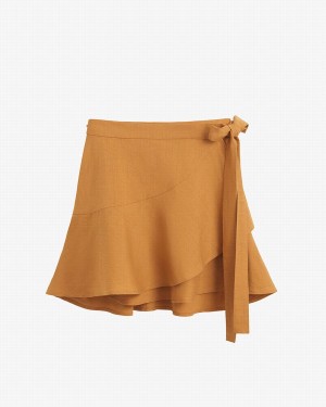 Női Cuyana Linen Wrap Mini Szoknya Narancssárga | QLB1285GP