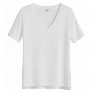 Női Cuyana Pima V-Neck Tee Póló Fehér | BWS8665QN