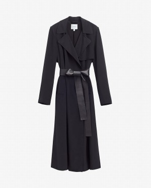 Női Cuyana Silk Classic Trench Széldzseki Fekete | OIP3461UT