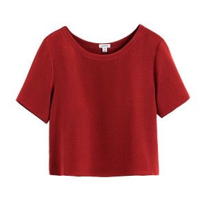 Női Cuyana Silk Cropped Crewneck Tee Póló Piros | YHV6949HN