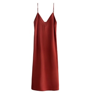 Női Cuyana Silk Slip Ruha Sötétpiros | GSM5297KF