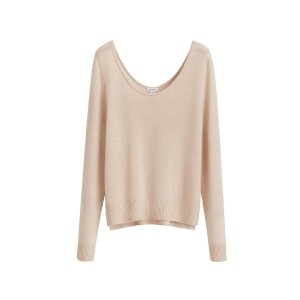 Női Cuyana Single-Origin Cashmere Scoop Neck Pulóverek Bézs | RXX6863LN