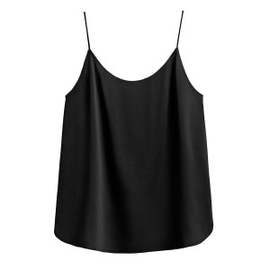 Női Cuyana Washable Charmeuse Cross-Back Cami Ujjatlan Póló Fekete | HWK2917QI