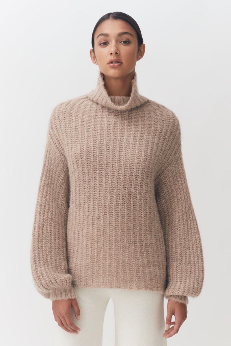 Női Cuyana Alpaca Gyapjú Turtleneck Pulóverek Khaki | NWS7857RA