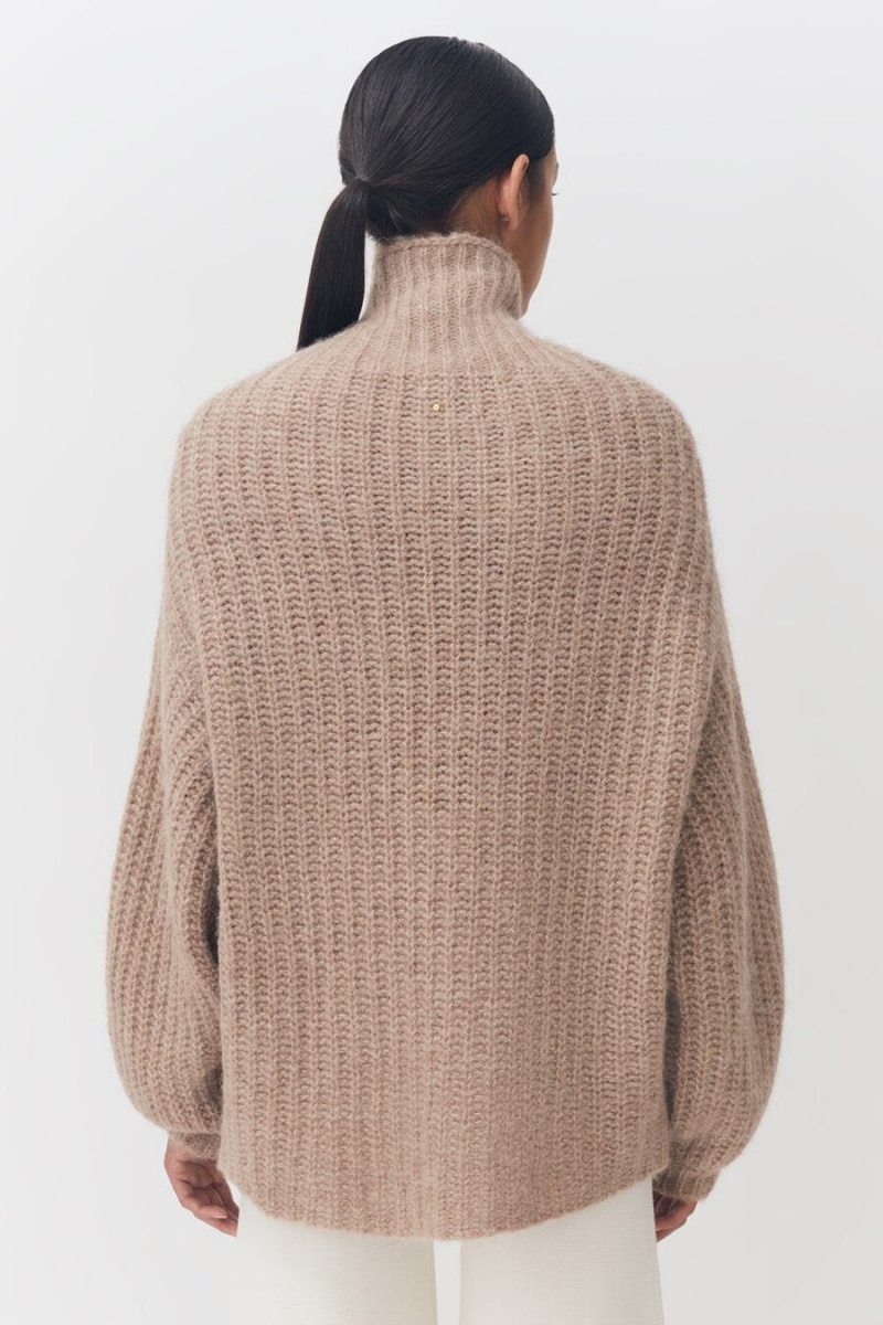 Női Cuyana Alpaca Gyapjú Turtleneck Pulóverek Khaki | NWS7857RA