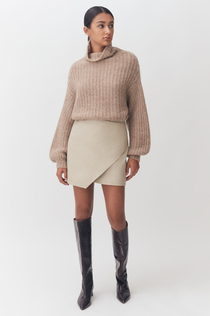 Női Cuyana Alpaca Gyapjú Turtleneck Pulóverek Khaki | NWS7857RA