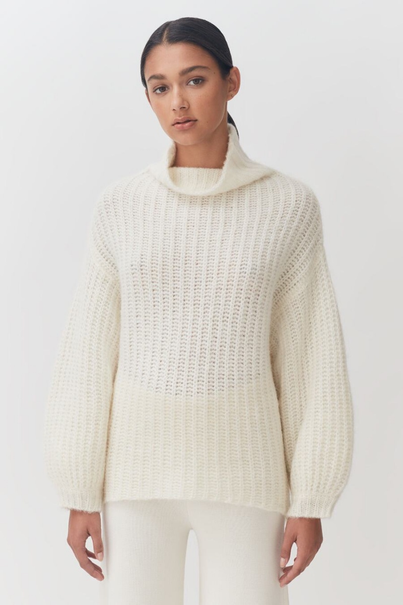 Női Cuyana Alpaca Gyapjú Turtleneck Pulóverek Fehér | ALE8895CI