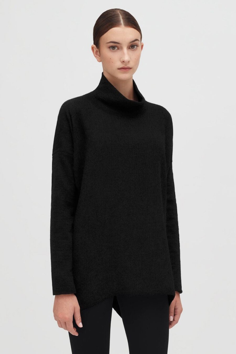 Női Cuyana Alpaca Open-Back Turtleneck Pulóverek Fekete | LLQ8871MU