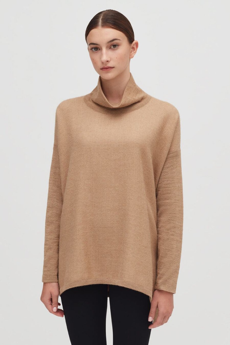 Női Cuyana Alpaca Open-Back Turtleneck Pulóverek Barna | DFA2055RE