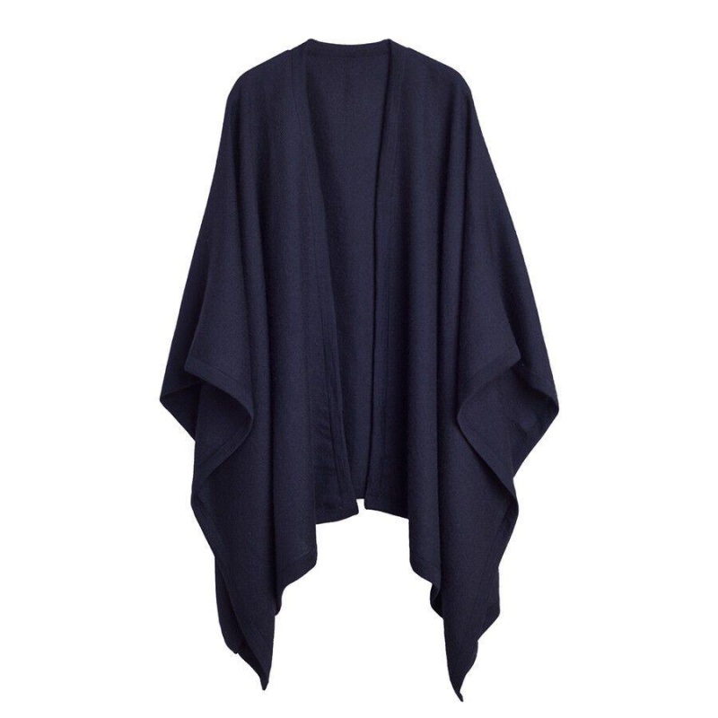 Női Cuyana Baby Alpaca Square Edge Cape Pulóverek Sötétkék | JIF4145ZZ