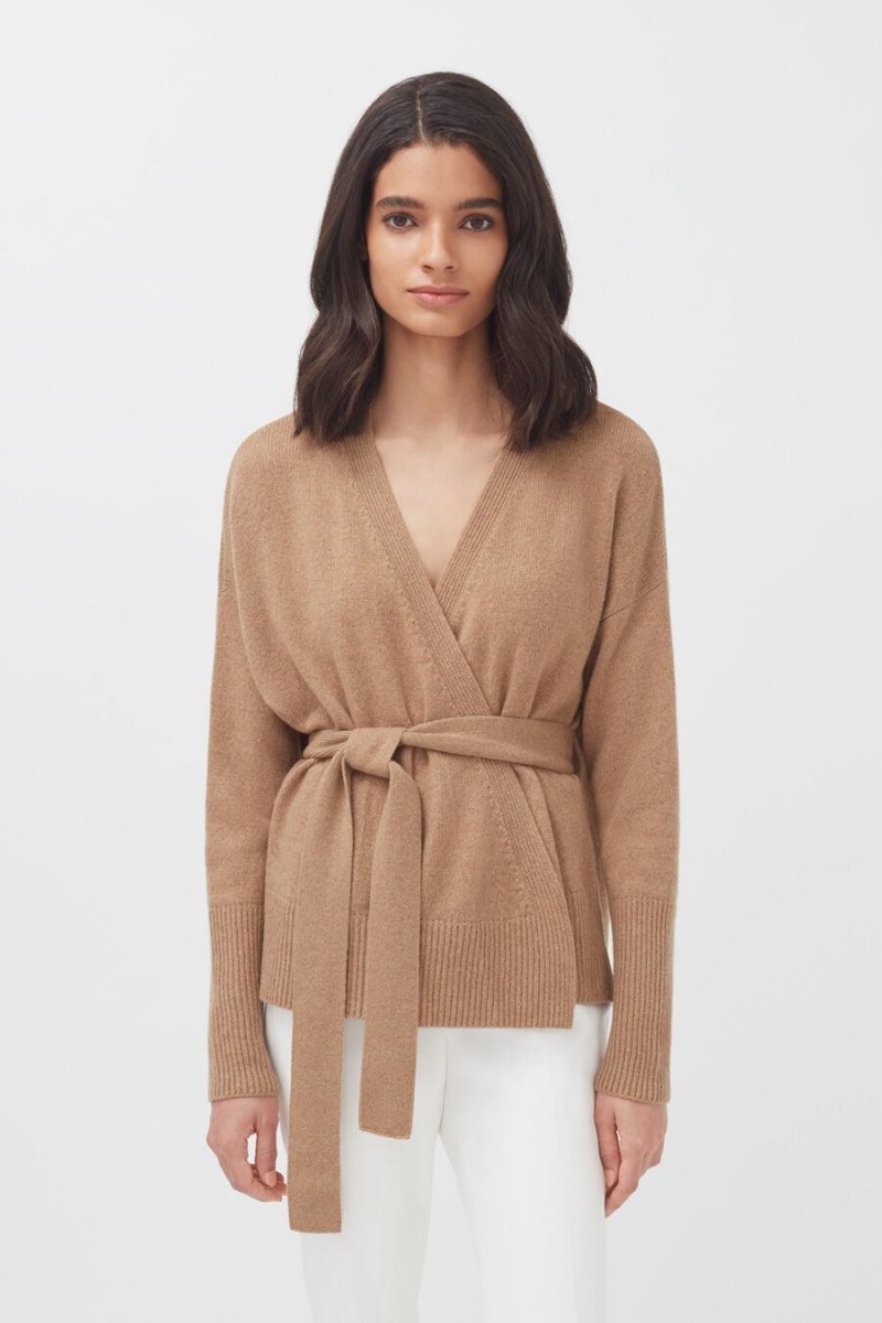 Női Cuyana Cashmere Soft Wrap Pulóverek Barna | YWZ5812ED