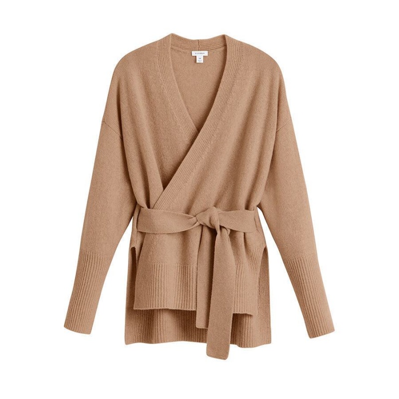 Női Cuyana Cashmere Soft Wrap Pulóverek Barna | YWZ5812ED