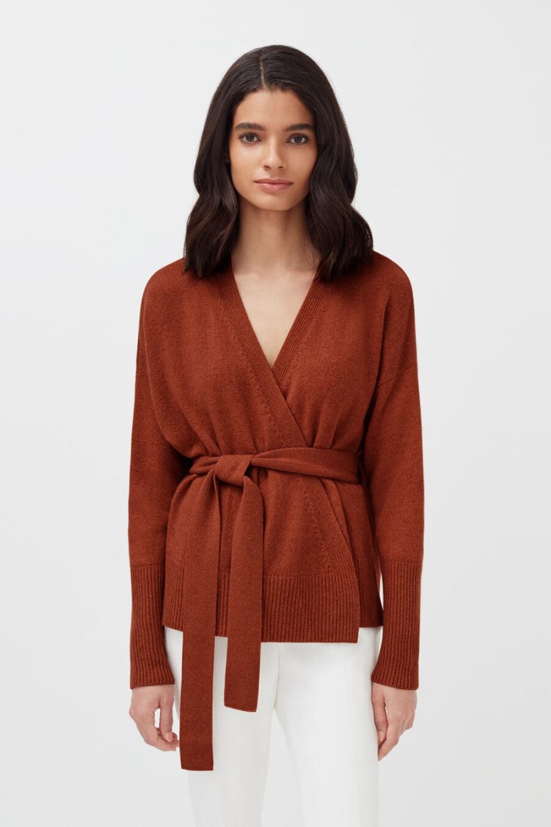 Női Cuyana Cashmere Soft Wrap Pulóverek Sötétnarancssárga | RGS5079AD