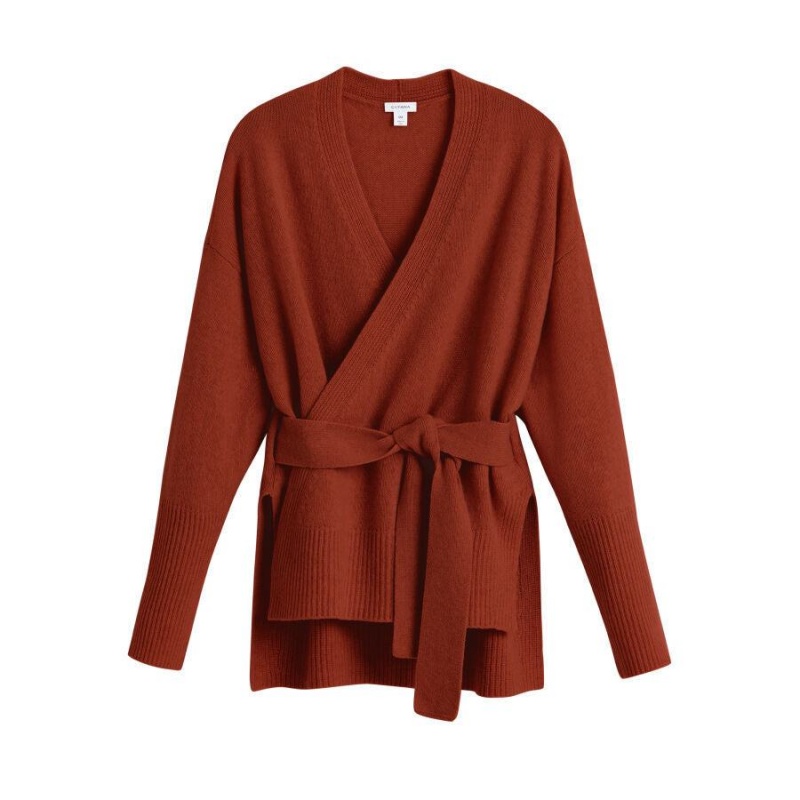 Női Cuyana Cashmere Soft Wrap Pulóverek Sötétnarancssárga | RGS5079AD