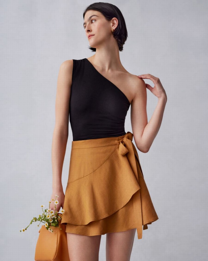 Női Cuyana One Shoulder Top Ujjatlan Póló Fekete | JMJ388FO