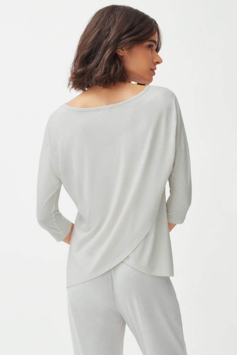 Női Cuyana Organic Pima Drape-Back Póló Szürke | SZV8413DR