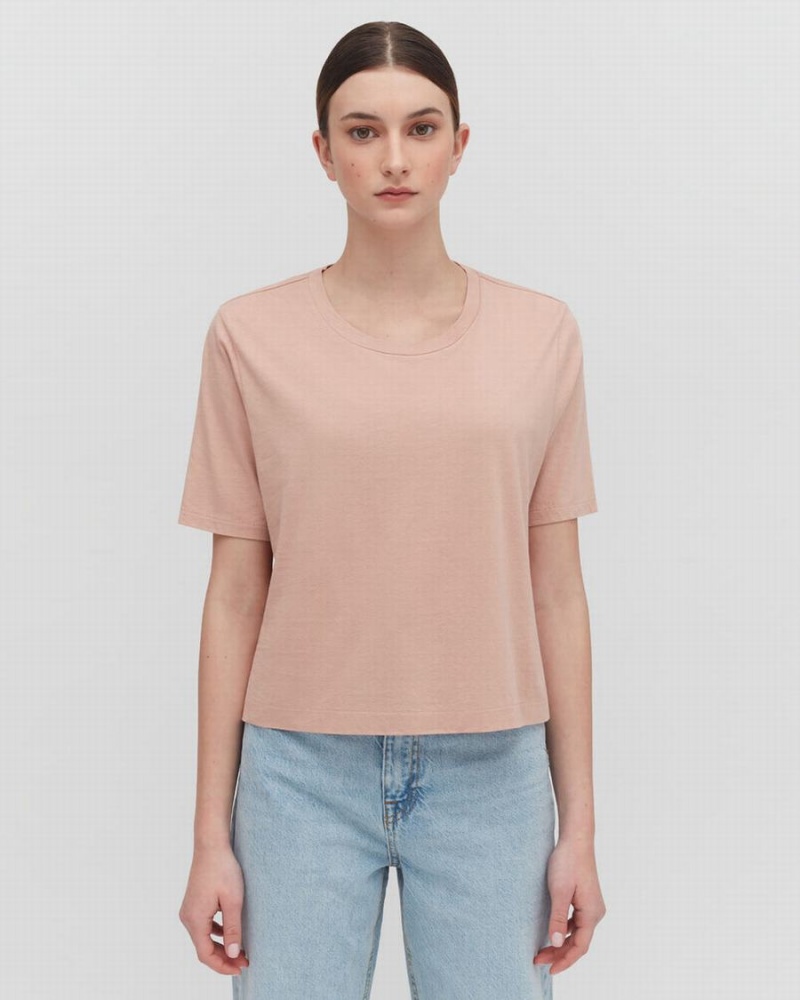 Női Cuyana Pima Cropped Tee Póló Rózsaszín | OZS6818QX