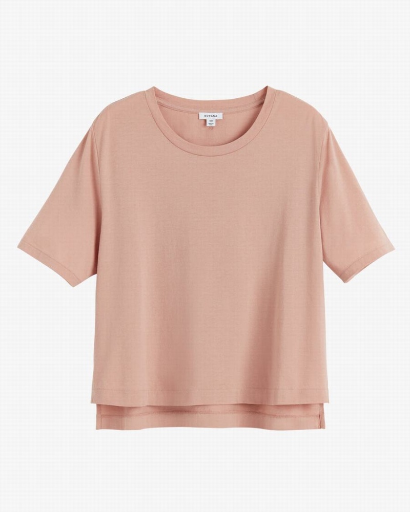 Női Cuyana Pima Cropped Tee Póló Rózsaszín | OZS6818QX