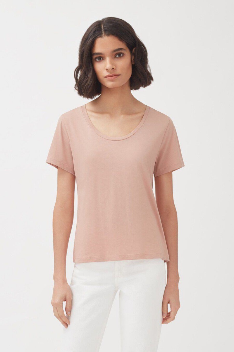 Női Cuyana Pima Scoop Neck Tee Póló Rózsaszín | RSH9162XI