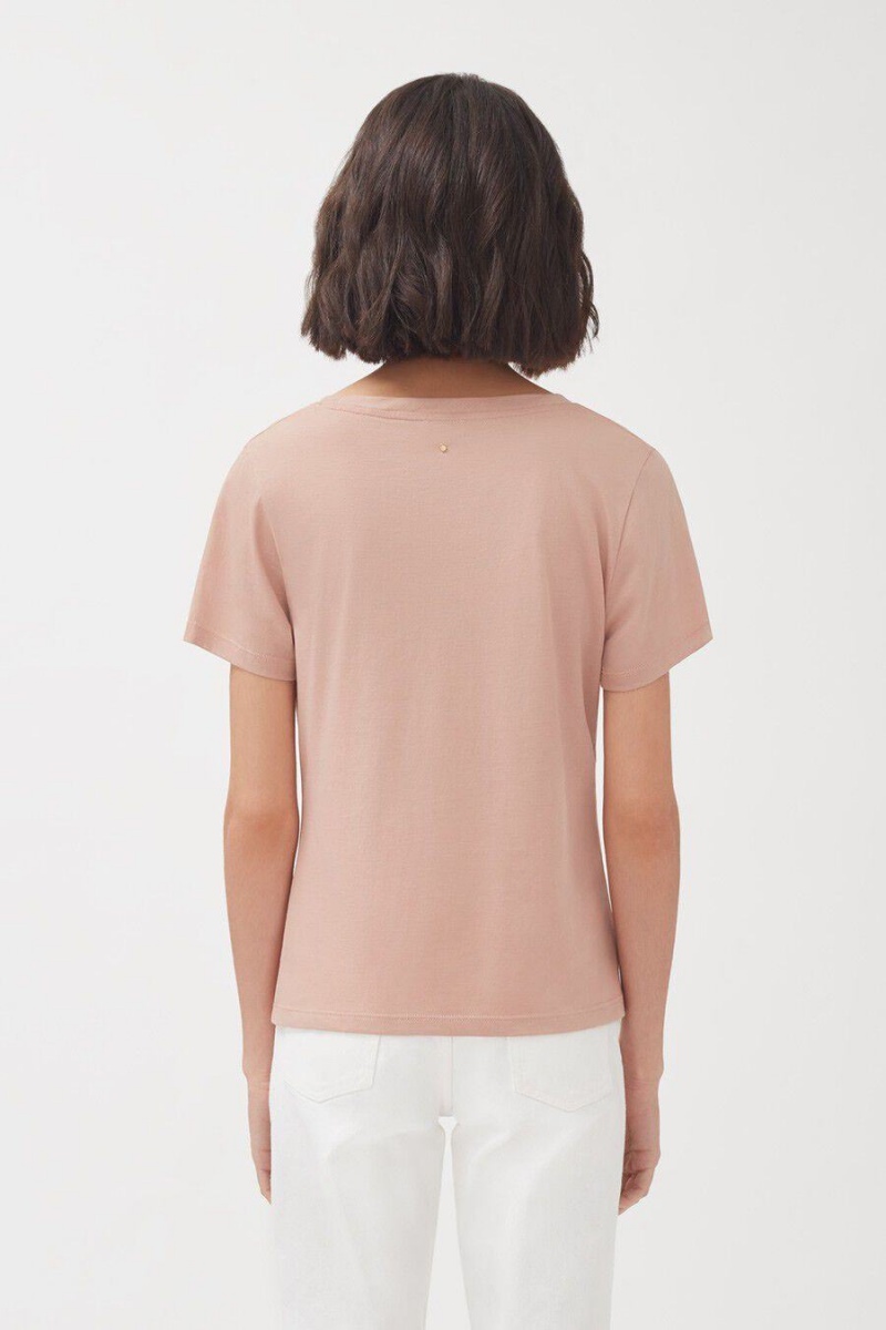 Női Cuyana Pima Scoop Neck Tee Póló Rózsaszín | RSH9162XI