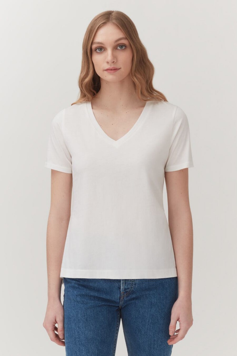 Női Cuyana Pima V-Neck Tee Póló Fehér | BWS8665QN