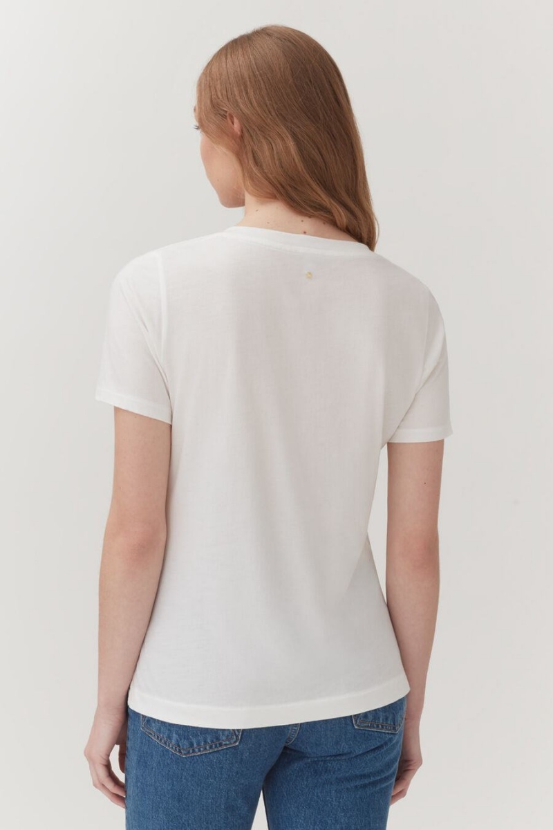 Női Cuyana Pima V-Neck Tee Póló Fehér | BWS8665QN