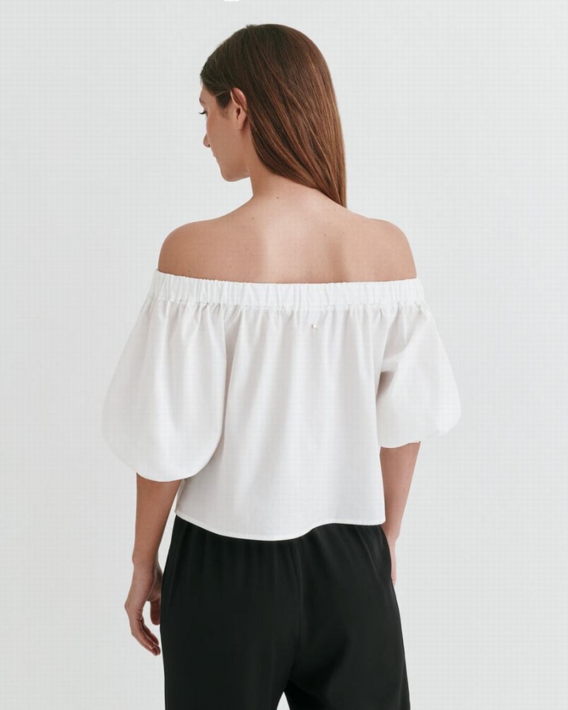 Női Cuyana Poplin Off-The-Shoulder Vágott Felsők Fehér | RTP4467YD