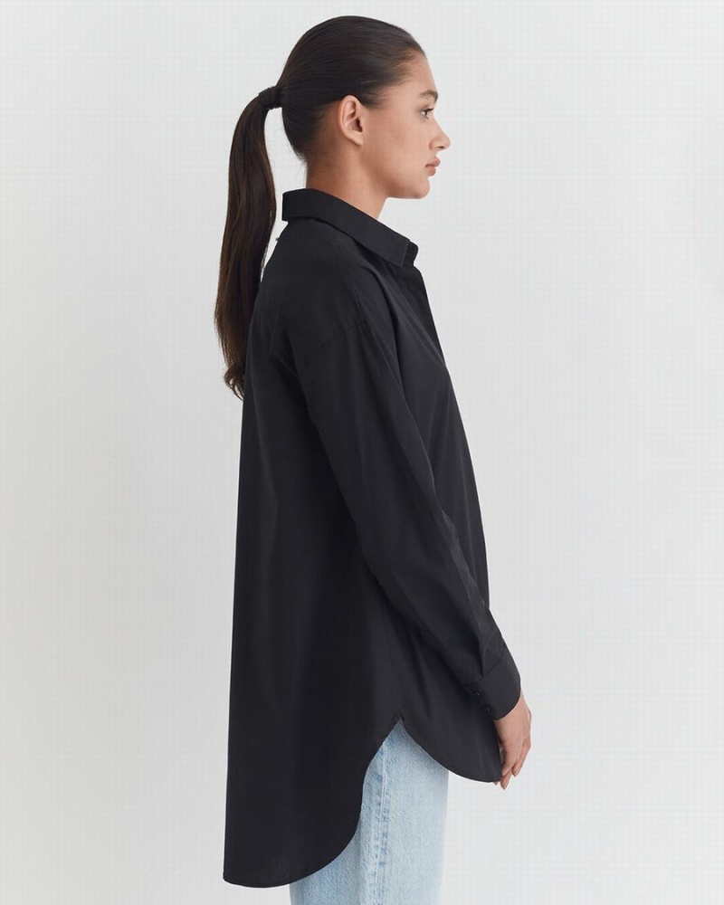 Női Cuyana Poplin Oversized Ingek Fekete | BMI3978YN