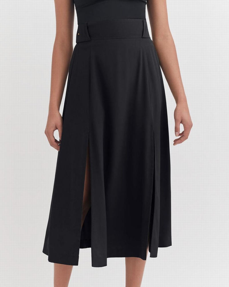 Női Cuyana Silk Belted Midi Szoknya Fekete | PNW196YX