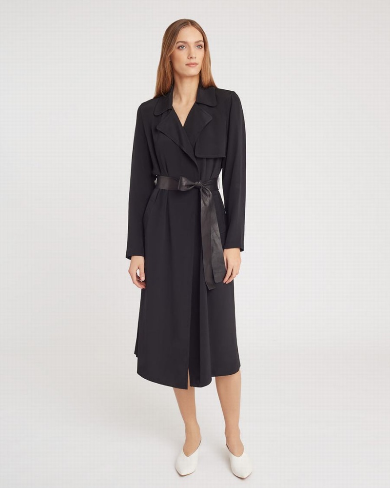 Női Cuyana Silk Classic Trench Széldzseki Fekete | OIP3461UT