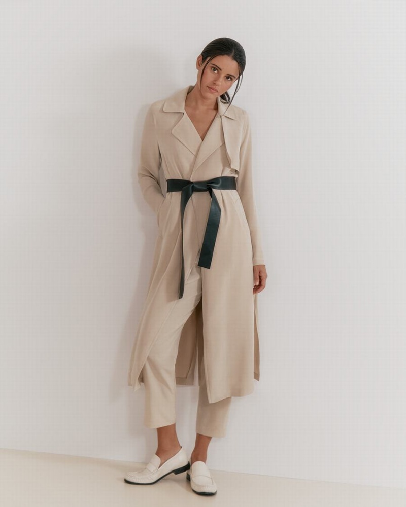 Női Cuyana Silk Classic Trench Széldzseki Barna | KWQ1613EA