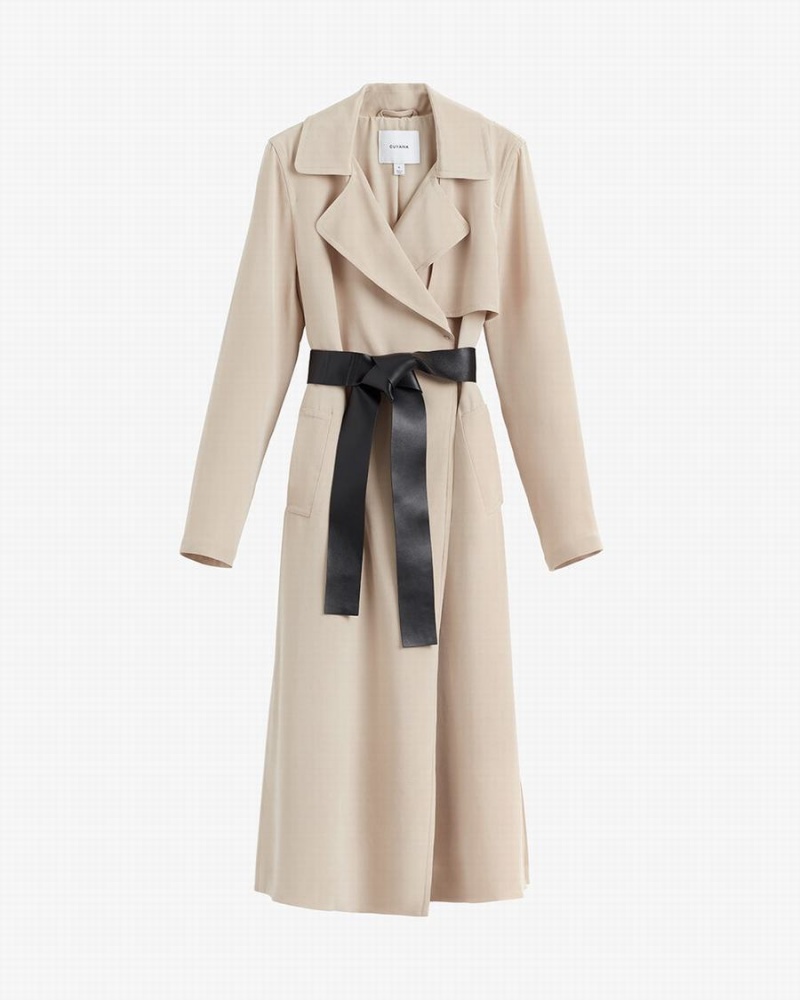 Női Cuyana Silk Classic Trench Széldzseki Barna | KWQ1613EA