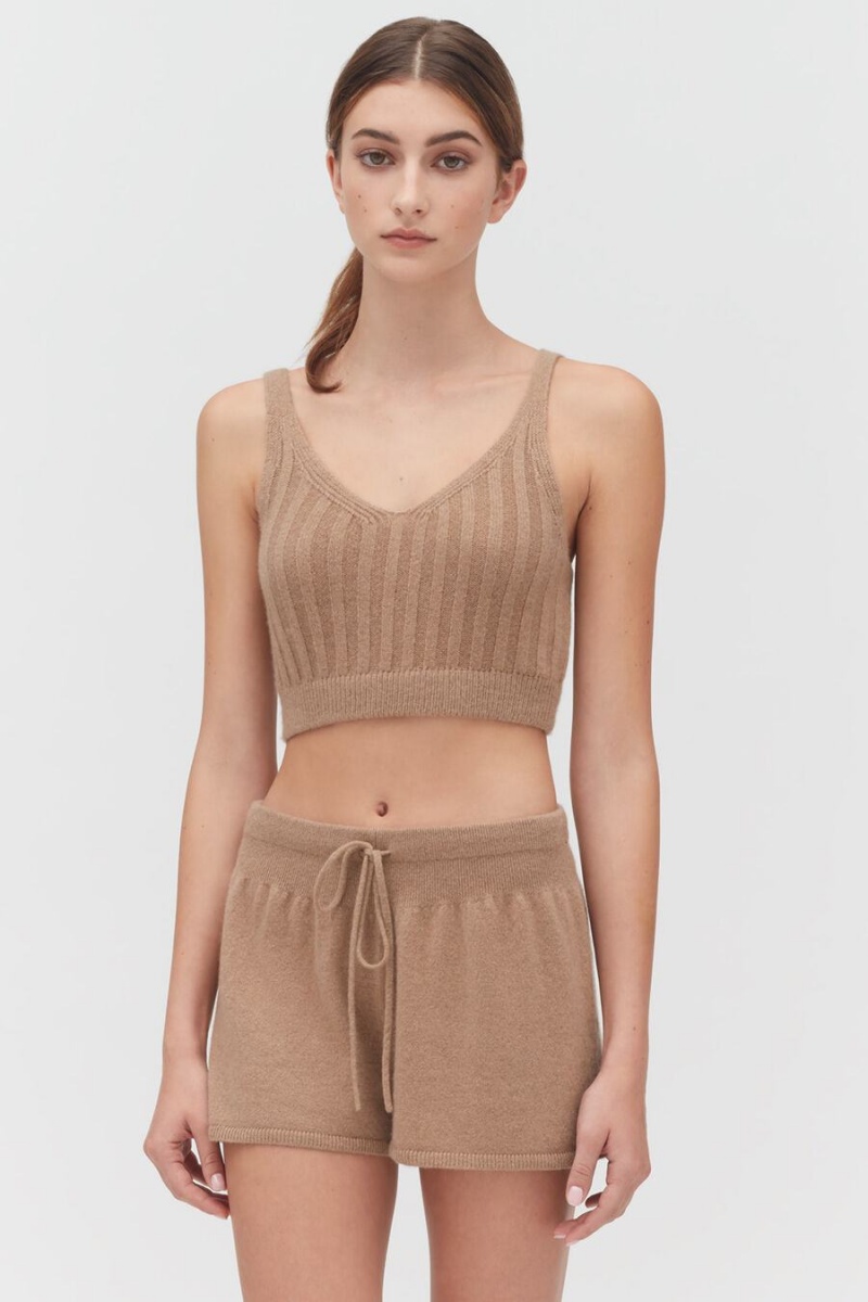 Női Cuyana Single-Origin Cashmere Bralette Ujjatlan Póló Barna | ASR9065PG