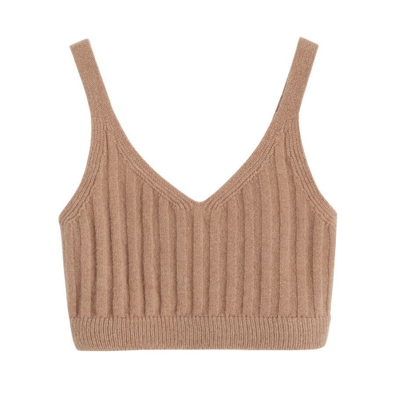 Női Cuyana Single-Origin Cashmere Bralette Ujjatlan Póló Barna | ASR9065PG