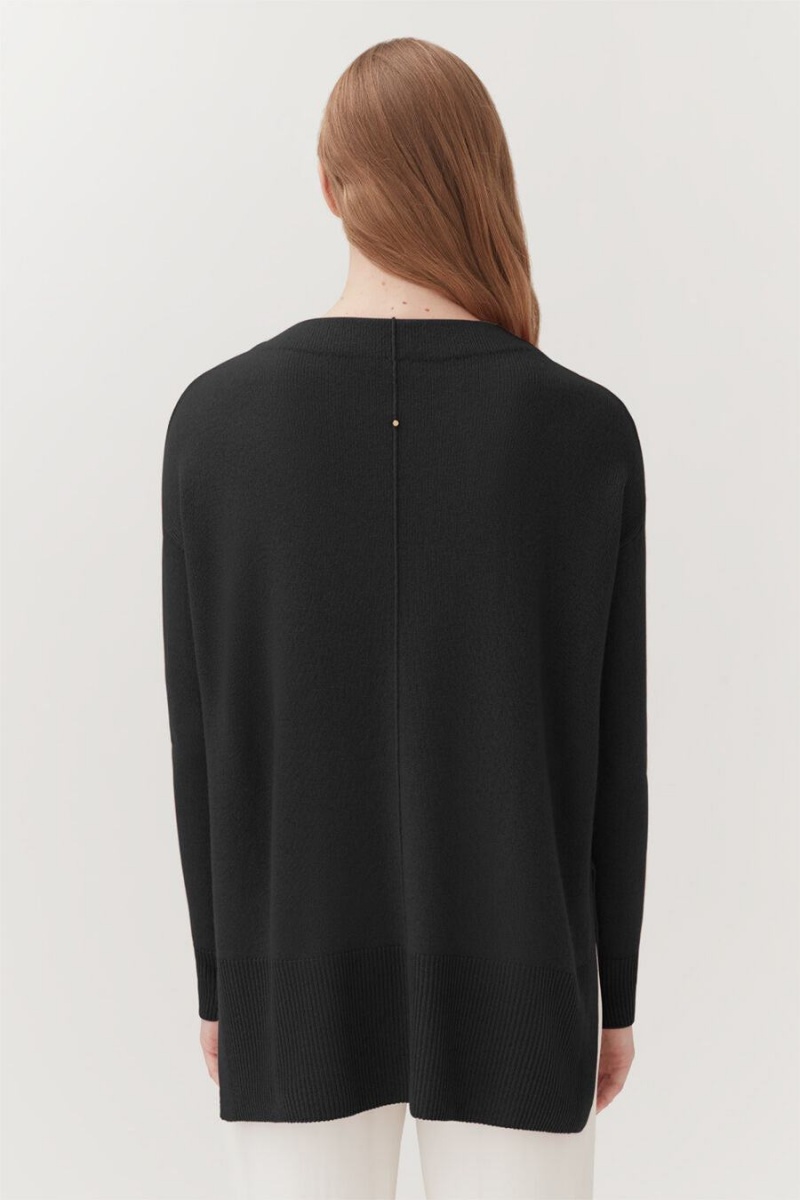 Női Cuyana Single-Origin Cashmere Funnel Neck Pulóverek Fekete | PLA6921CI