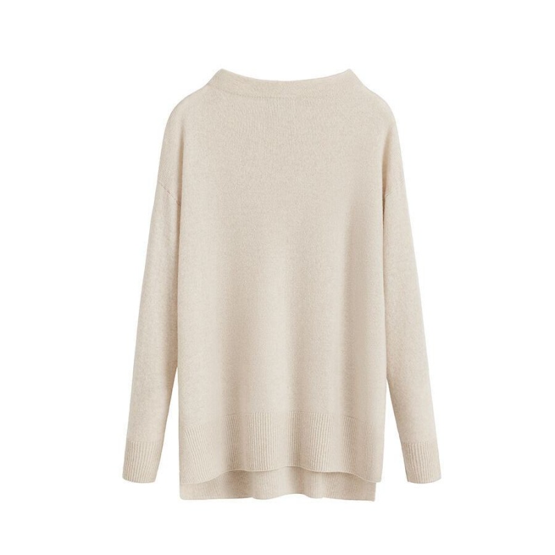 Női Cuyana Single-Origin Cashmere Funnel Neck Pulóverek Fehér | BDG556IB