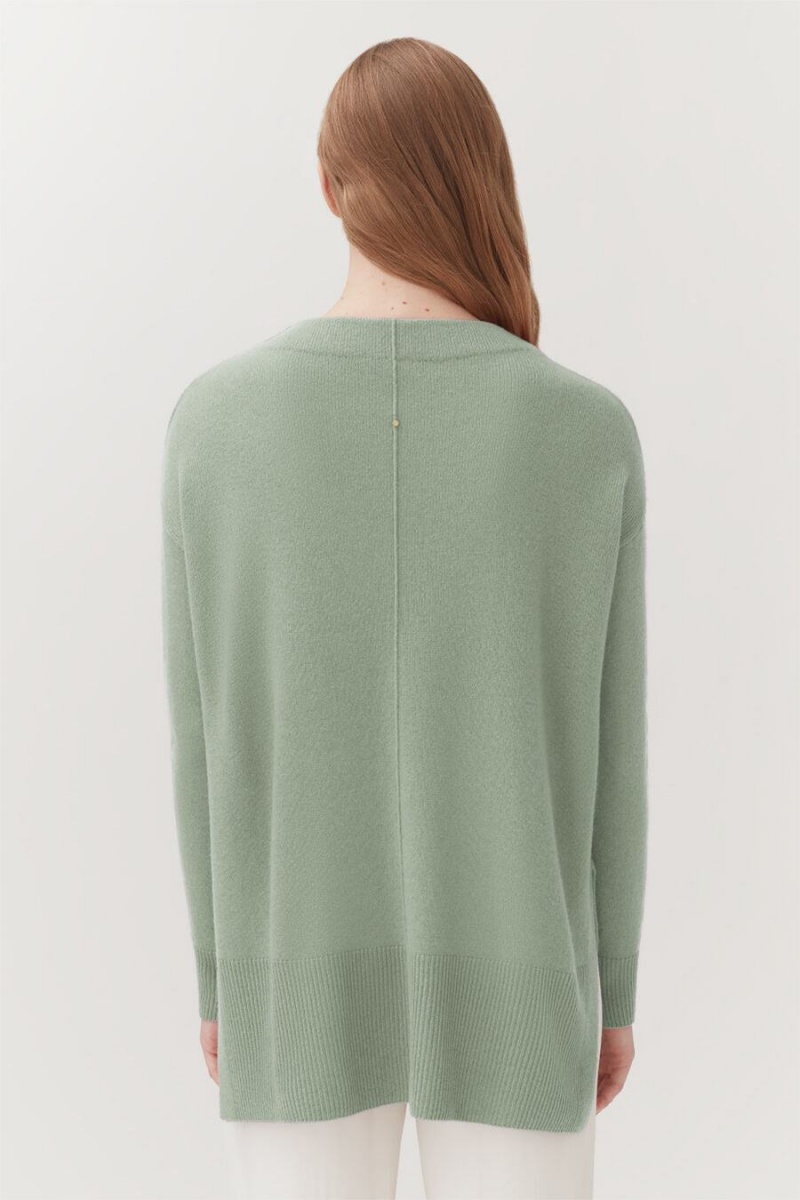 Női Cuyana Single-Origin Cashmere Funnel Neck Pulóverek Zöld | DLA1815YP