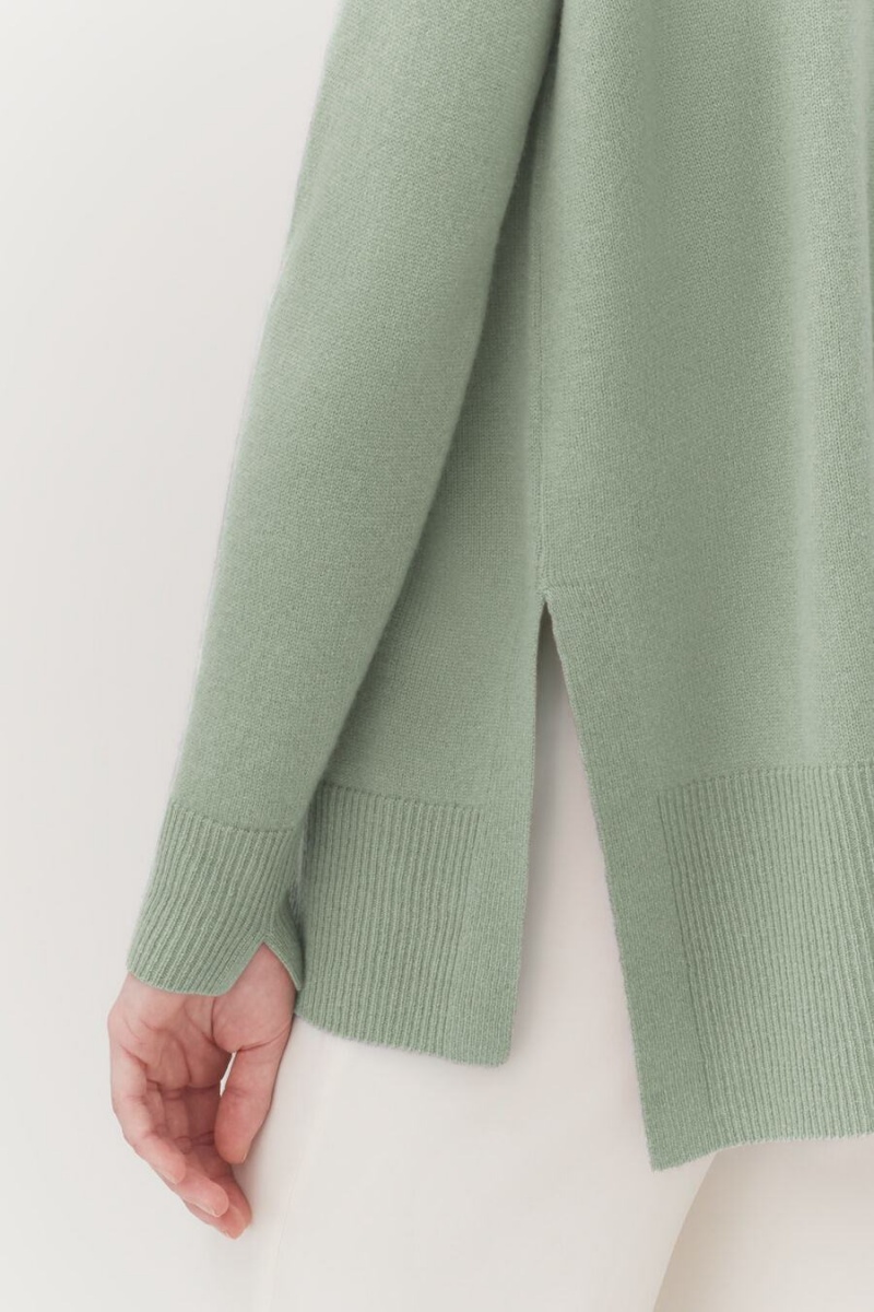 Női Cuyana Single-Origin Cashmere Funnel Neck Pulóverek Zöld | DLA1815YP