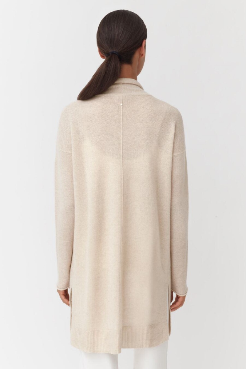 Női Cuyana Single-Origin Cashmere Long Kardigán Bézs | YTJ782UC