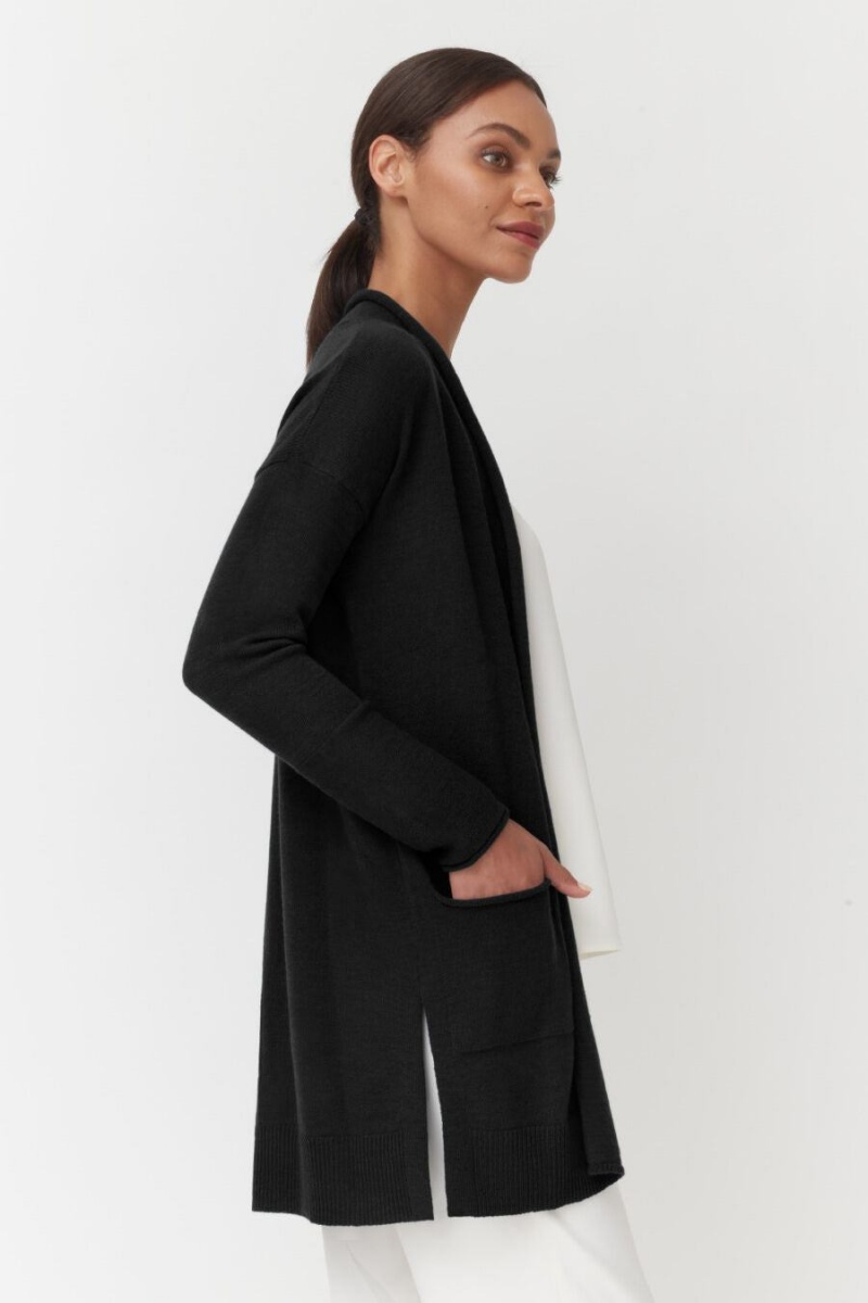 Női Cuyana Single-Origin Cashmere Long Kardigán Fekete | TWE9432YL