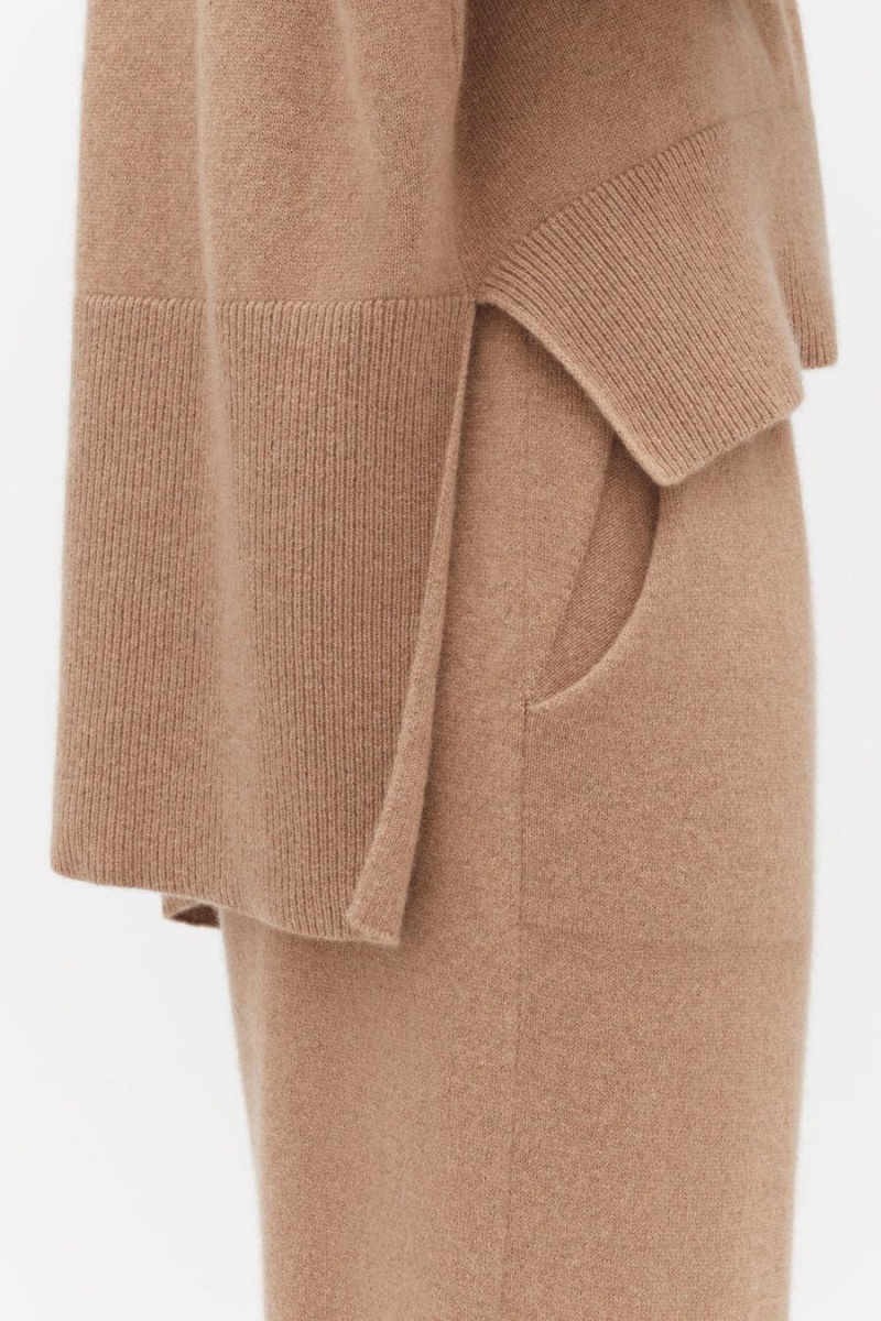 Női Cuyana Single-Origin Cashmere Open Side Pulóverek Barna | YDT8265GD