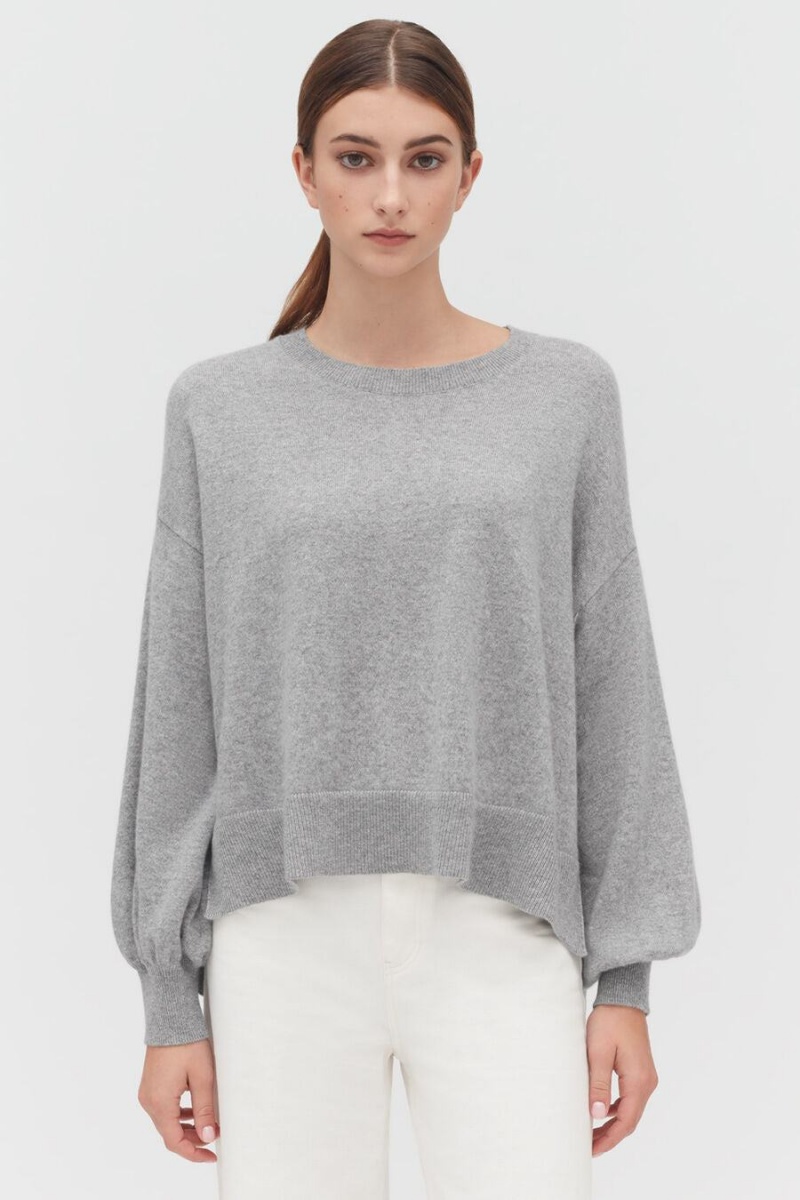 Női Cuyana Single-Origin Cashmere Open Side Pulóverek Világos Szürke | EAF346TL