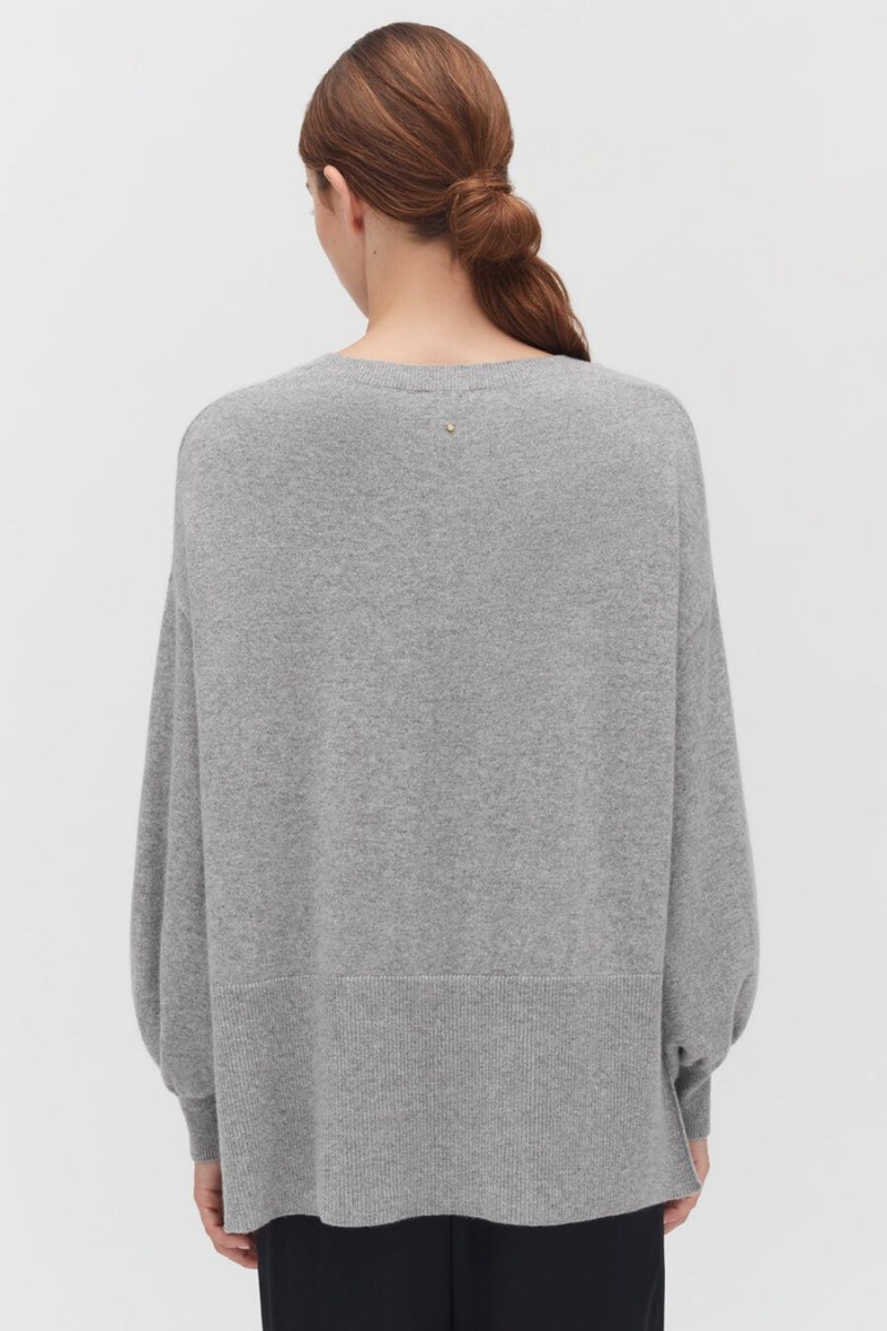 Női Cuyana Single-Origin Cashmere Open Side Pulóverek Világos Szürke | EAF346TL