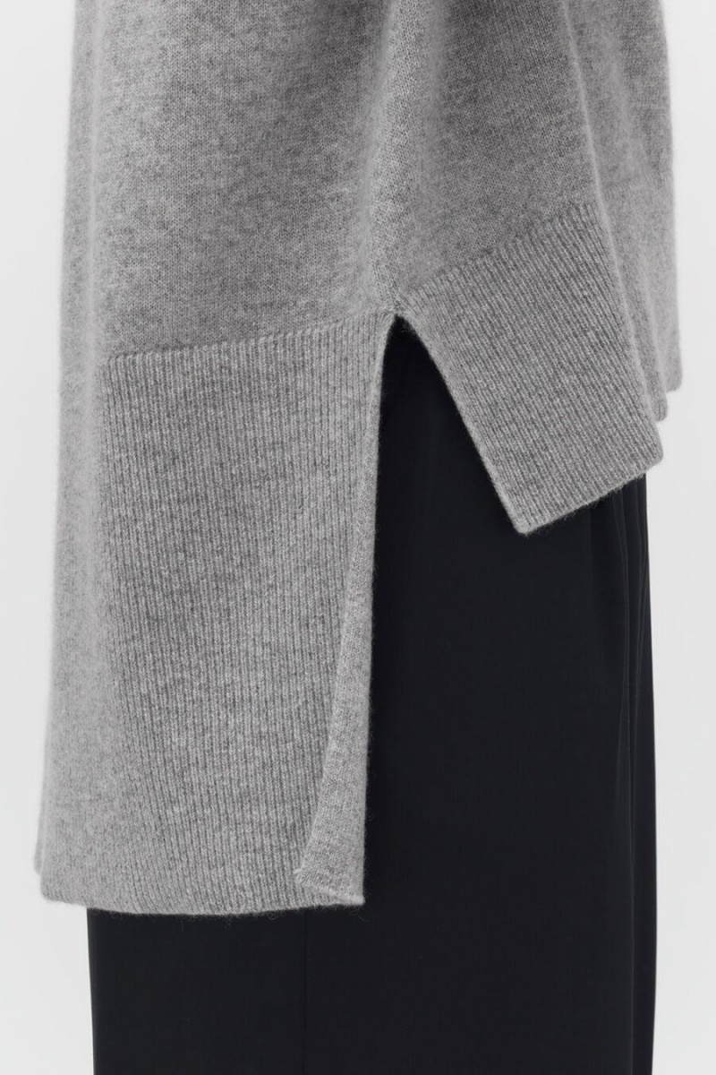 Női Cuyana Single-Origin Cashmere Open Side Pulóverek Világos Szürke | EAF346TL