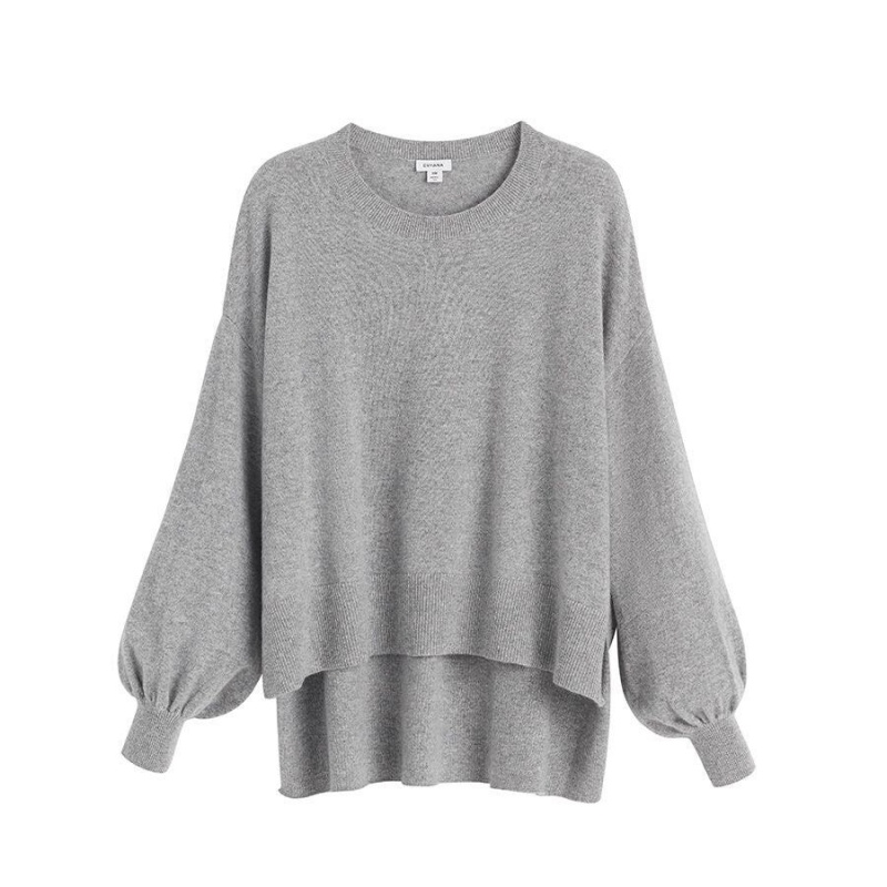 Női Cuyana Single-Origin Cashmere Open Side Pulóverek Világos Szürke | EAF346TL