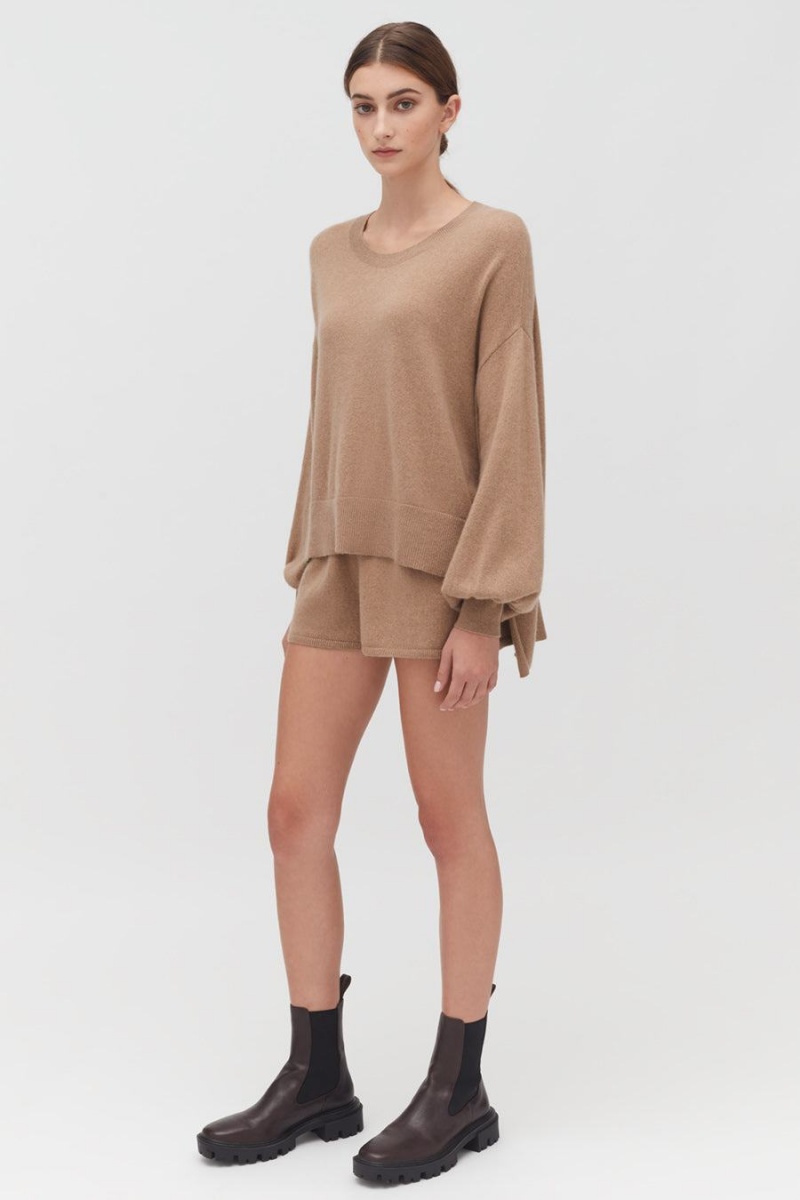 Női Cuyana Single-Origin Cashmere Rövidnadrág Barna | CQS3412BH